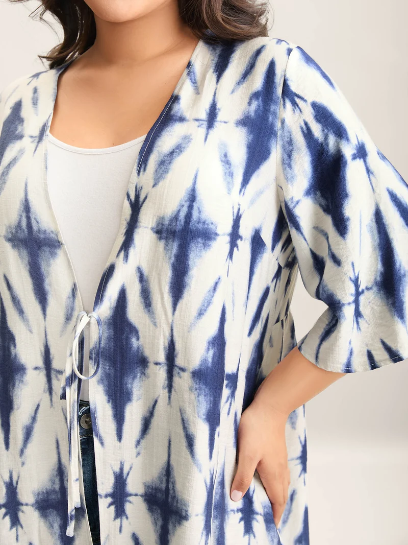Tie Dye Front-Tie Kimono