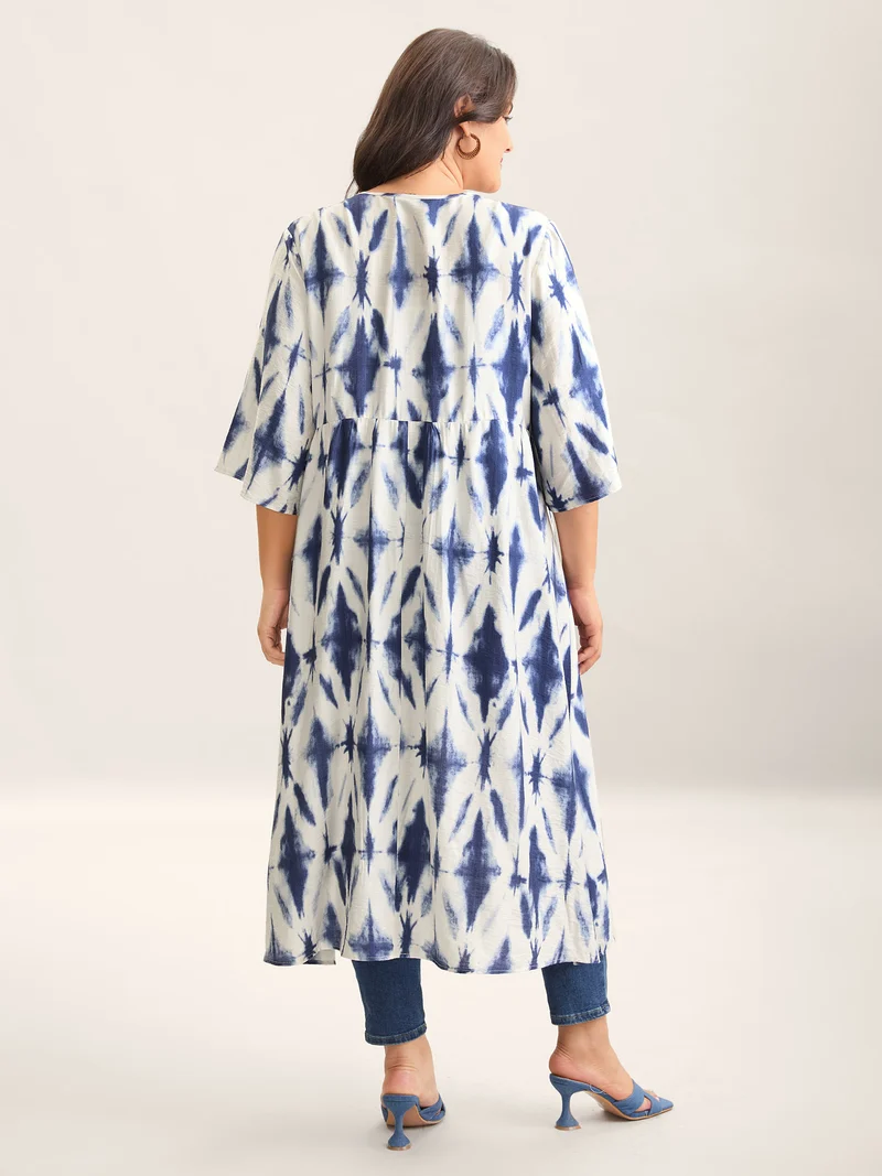 Tie Dye Front-Tie Kimono