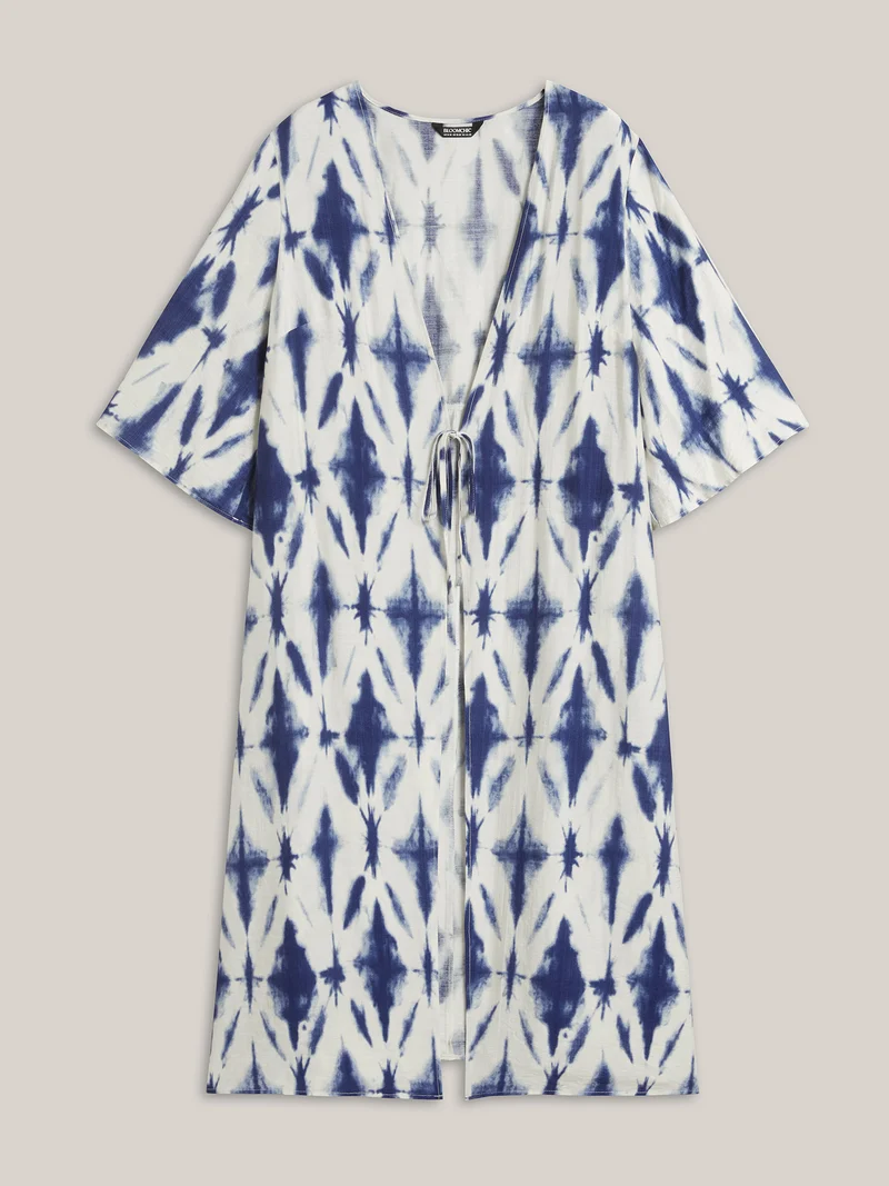 Tie Dye Front-Tie Kimono