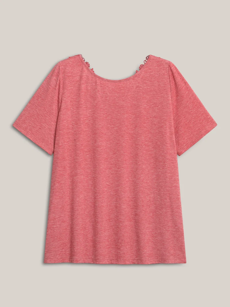 Stretchy Floral Backless Plain T-Shirt
