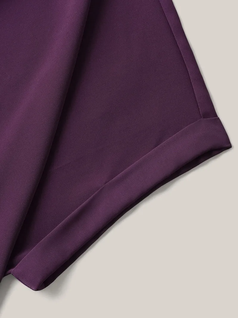 Cowl Neck Plain Dolman Sleeve Blouse