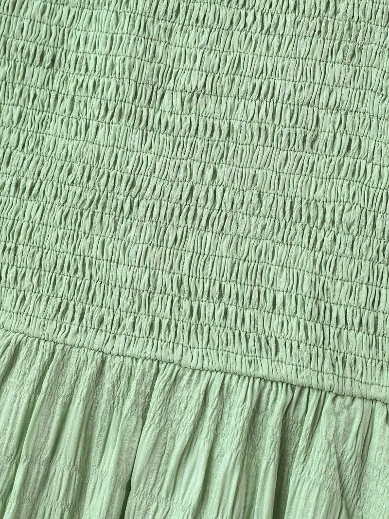 Textured Shirred Bodice Pockets Maxi Dress