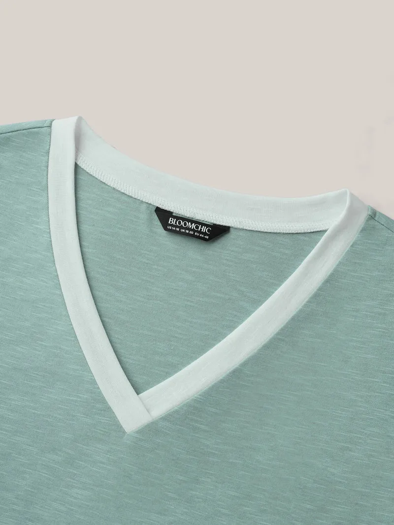 Color Contrast Bamboo Textured T-Shirt