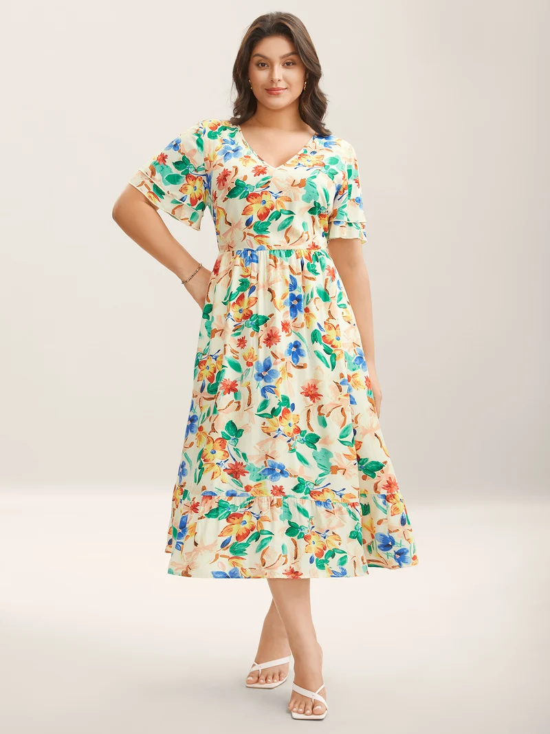 Sunkissed Florals Pockets Midi Dress