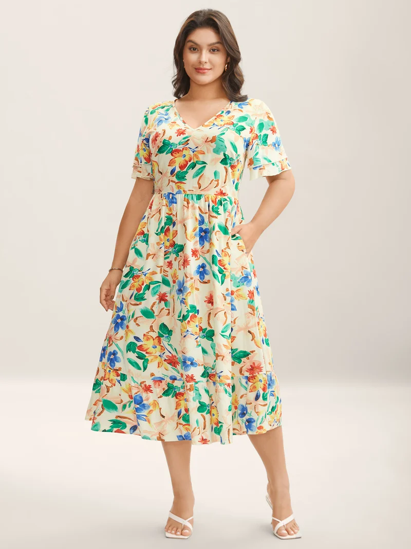 Sunkissed Florals Pockets Midi Dress