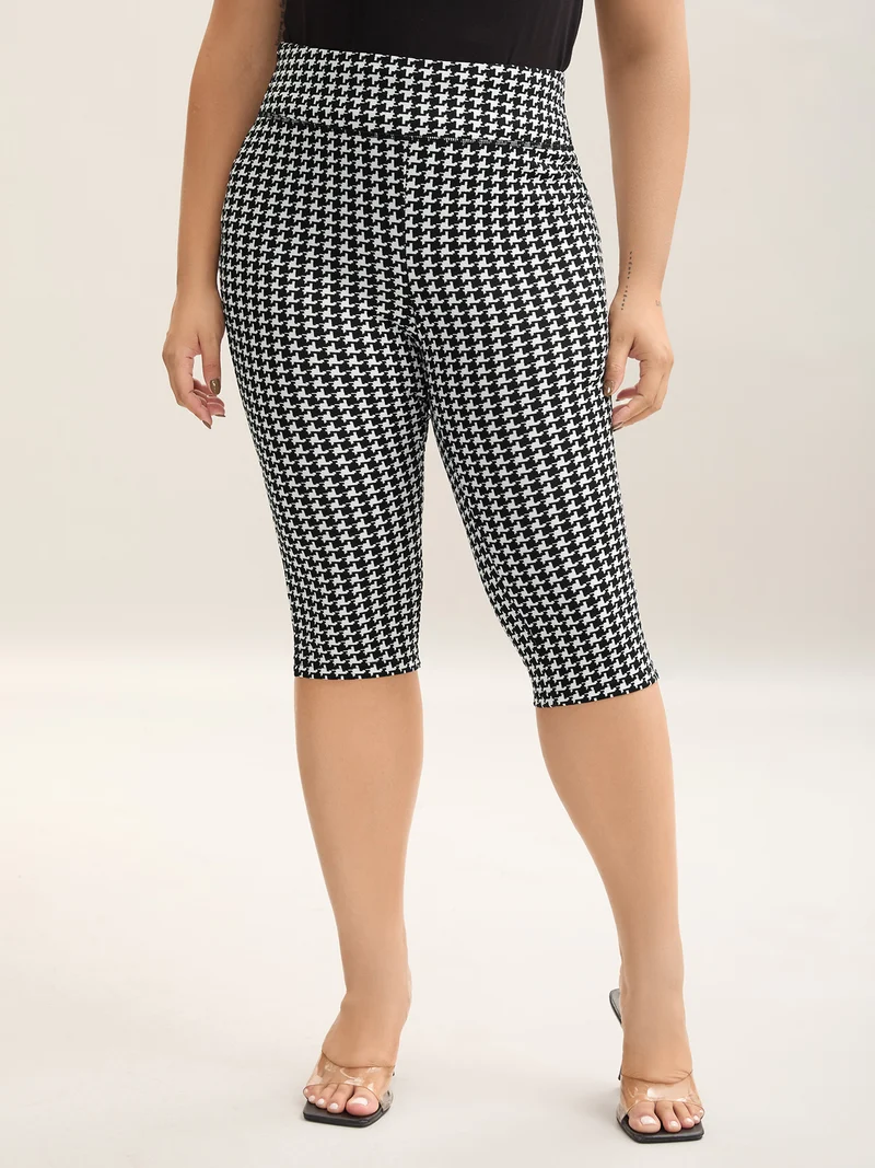 Gingham Pattern Crop Leggings
