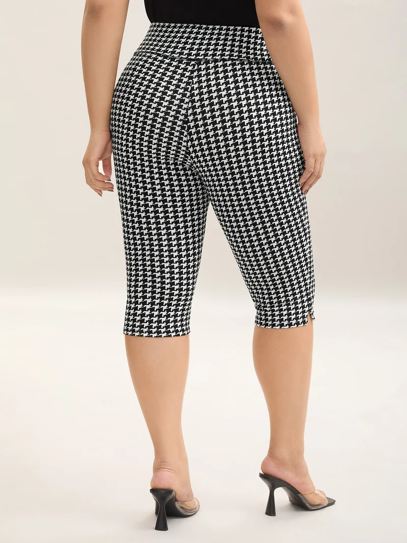 Gingham Pattern Crop Leggings