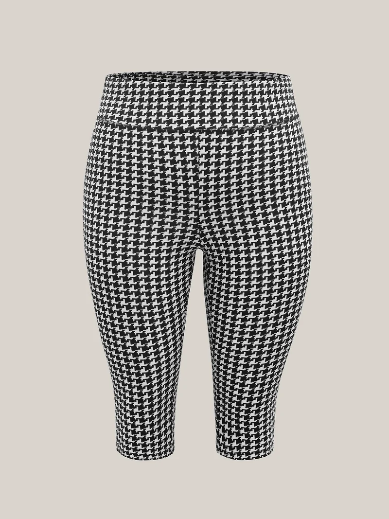 Gingham Pattern Crop Leggings