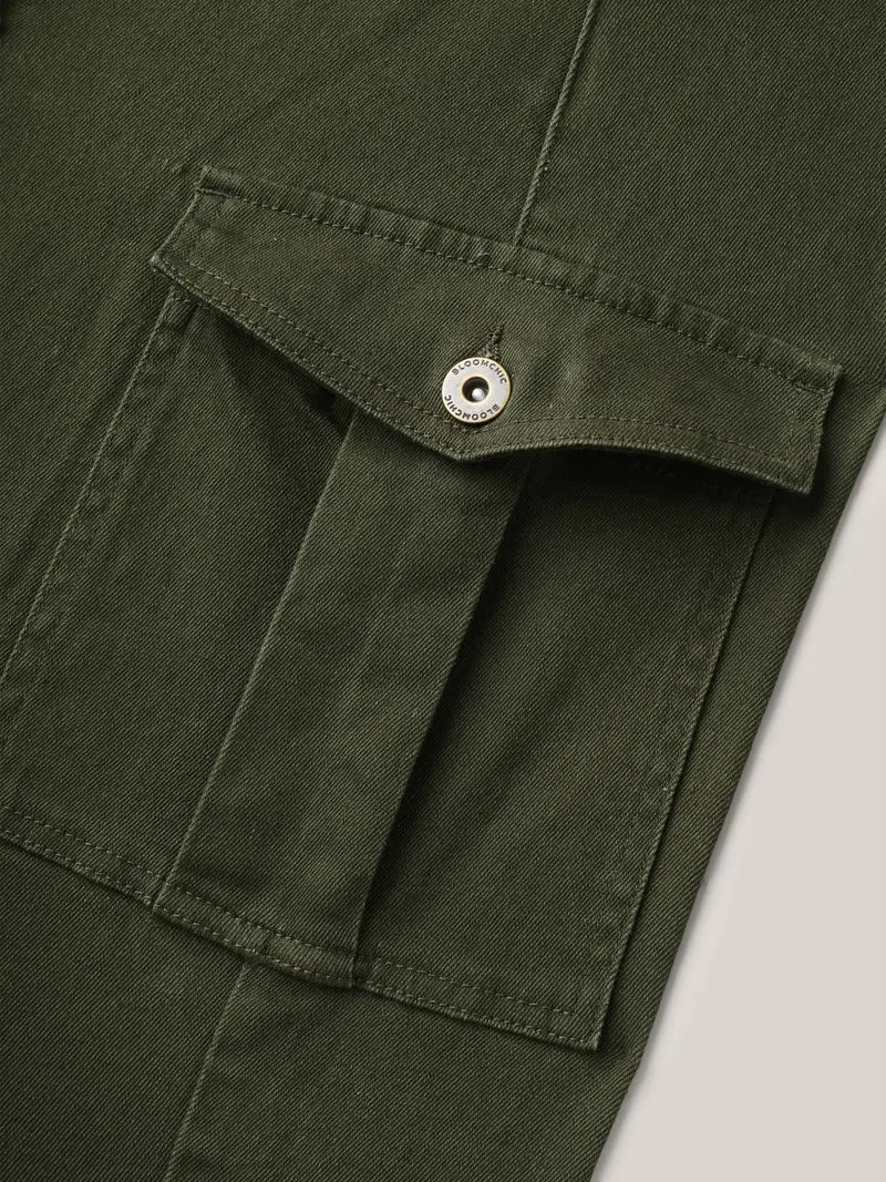 Flap Detail Classic Cut Midi Denim Skirt