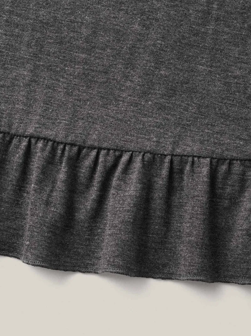 Button Detail Ruffled Hem Babydoll T-Shirt