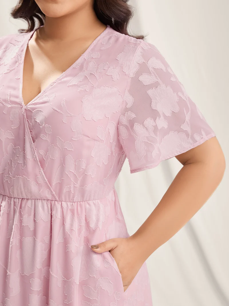 Floral Textured Pockets Tiered Maxi Dress