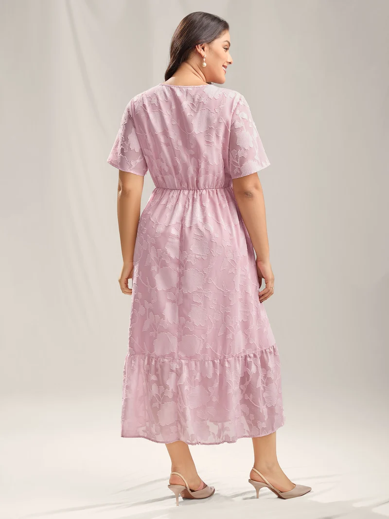 Floral Textured Pockets Tiered Maxi Dress
