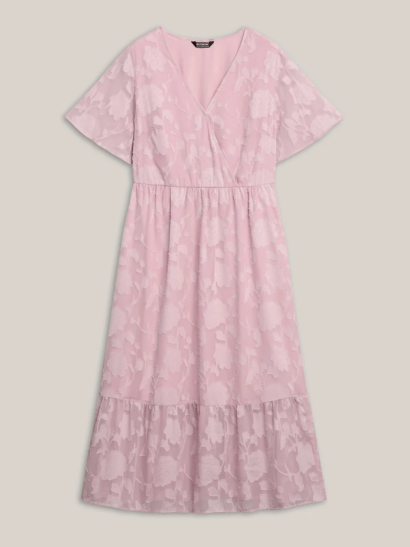 Floral Textured Pockets Tiered Maxi Dress
