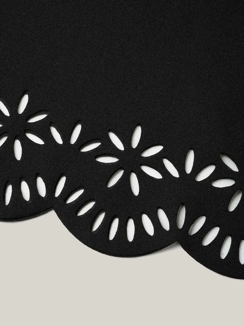 Laser Cut Scalloped Fishtail Maxi Skirt