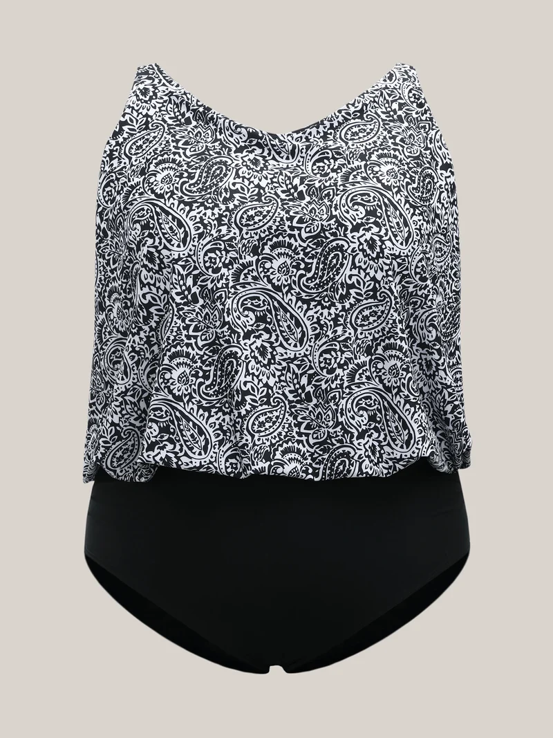 Paisley Print Ruched One-Piece Swimsuit
