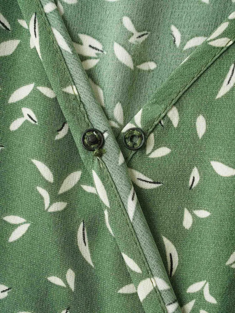 Tiny Petal Print Tied Shoulder Midi Dress