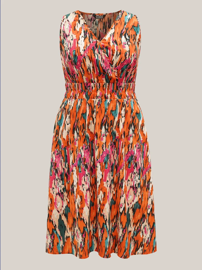 Spring Fling Shirred Waist Pockets Midi Dress