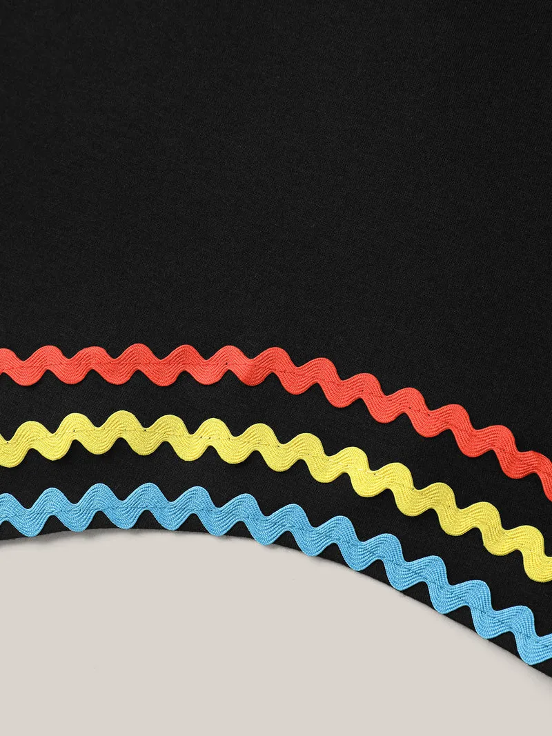 Multi-Color Webbed Crew Neck Plain T-Shirt