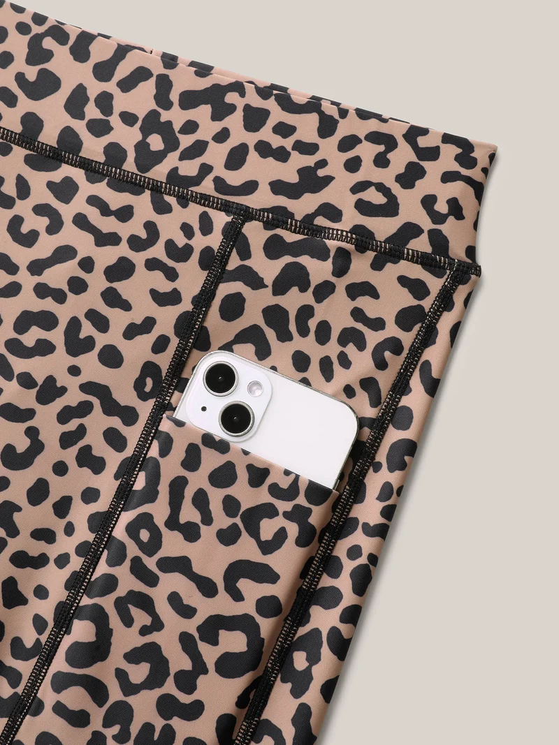 Leopard Print Pockets Swim Bottoms