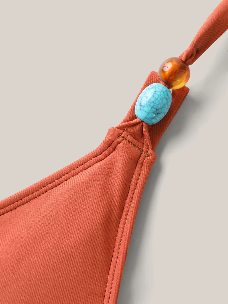 Ruched Plunging Neck One-Piece Swimsuit