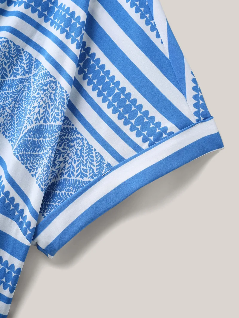 Nautical Stripes Belted Pockets Maxi Dress