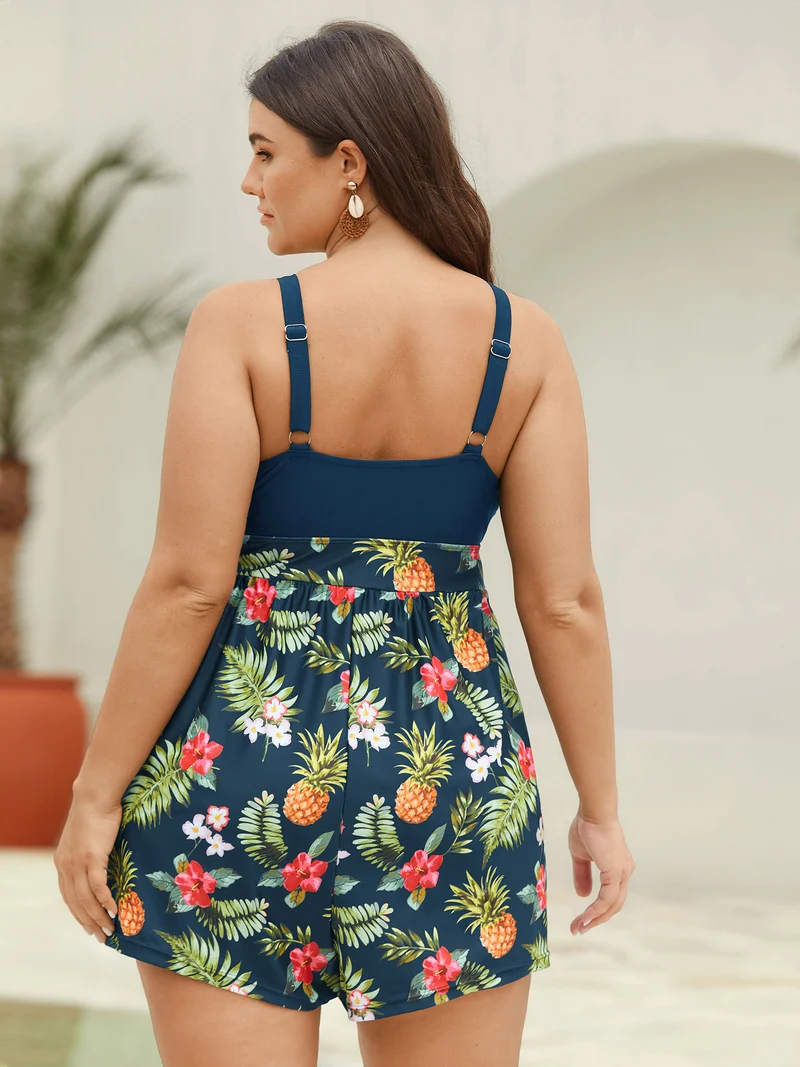 Tropical Floral Pockets One-Piece Swimsuit
