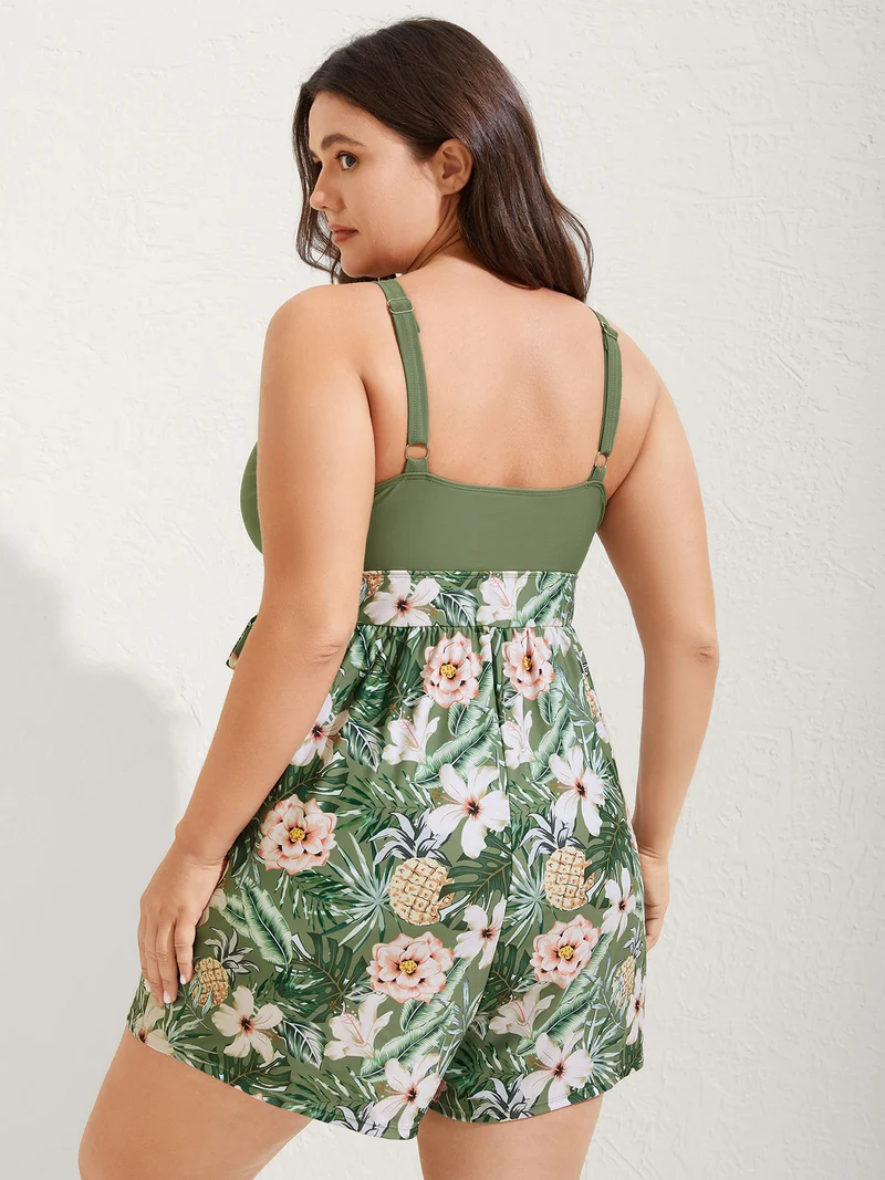 Tropical Floral Pockets One-Piece Swimsuit