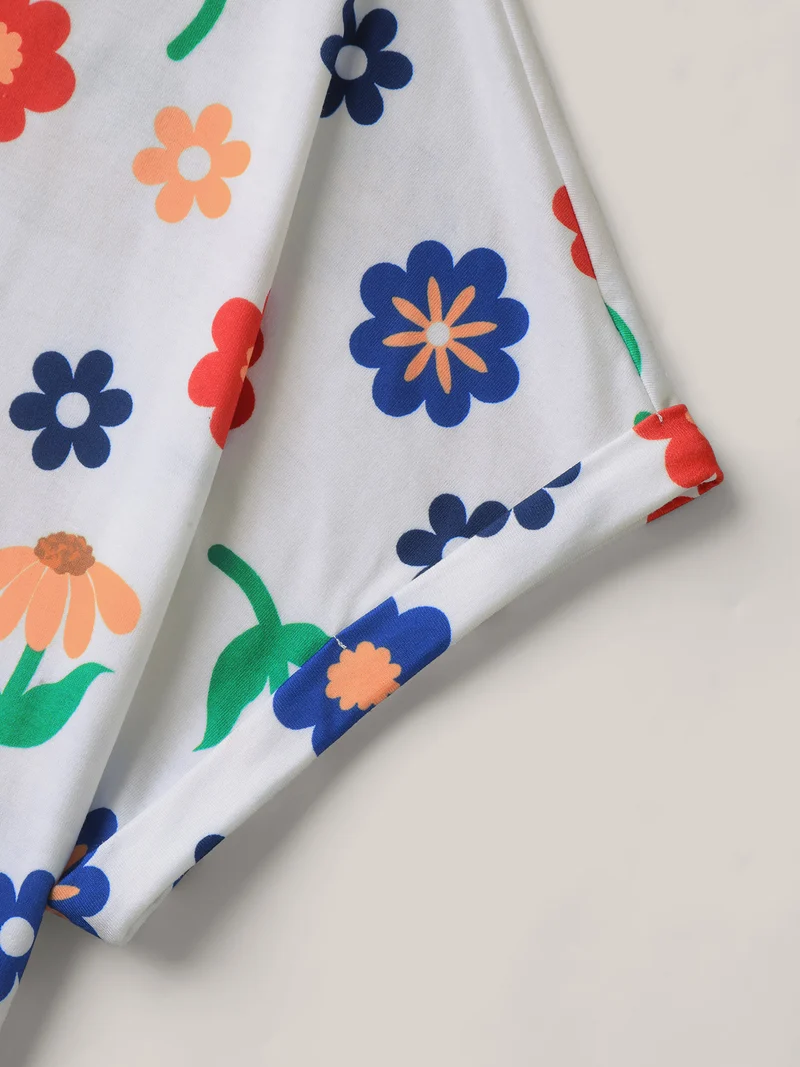Multi-Color Floral Print Babydoll Top