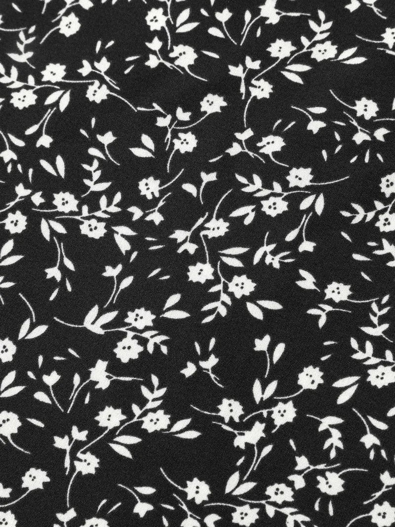 Ditsy Floral Print Curvy Hem Blouse