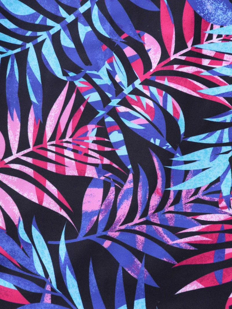 Tropical Floral Print Split Swim Dress