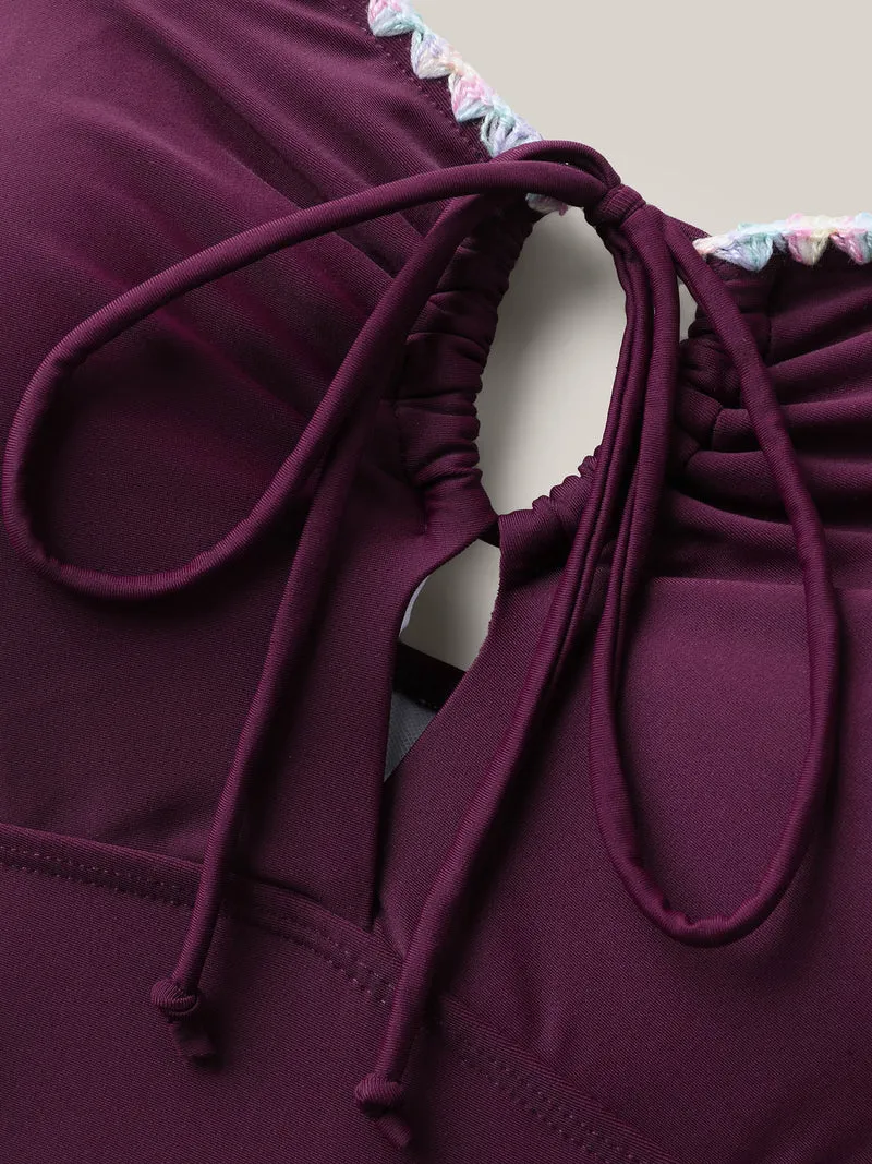 Bust Drawstring Keyhole One-Piece Swimsuit