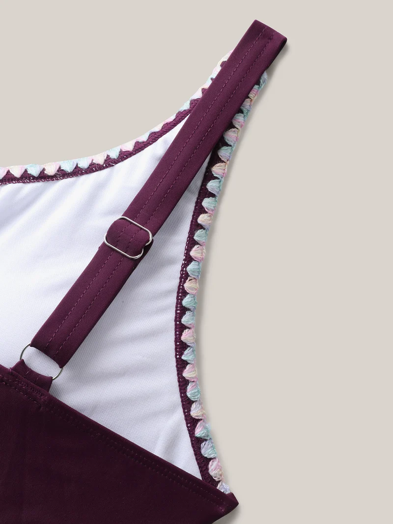 Bust Drawstring Keyhole One-Piece Swimsuit