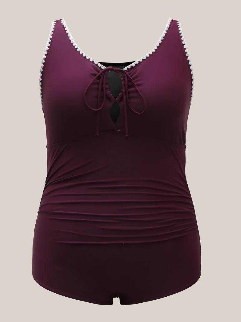 Bust Drawstring Keyhole One-Piece Swimsuit