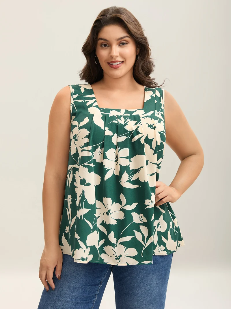 Silhouette Flower Print Tank Top