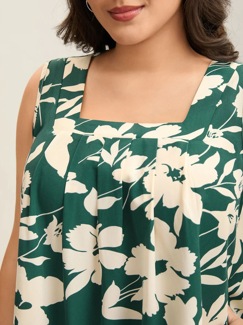 Silhouette Flower Print Tank Top