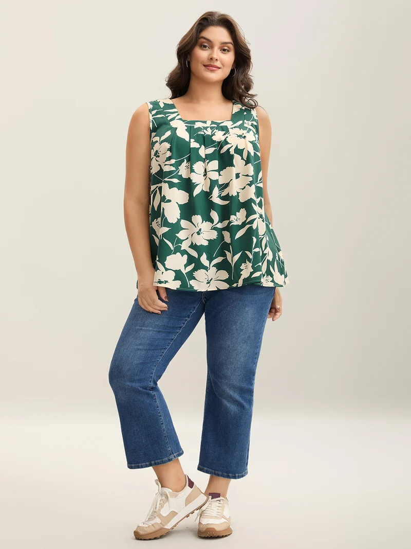 Silhouette Flower Print Tank Top