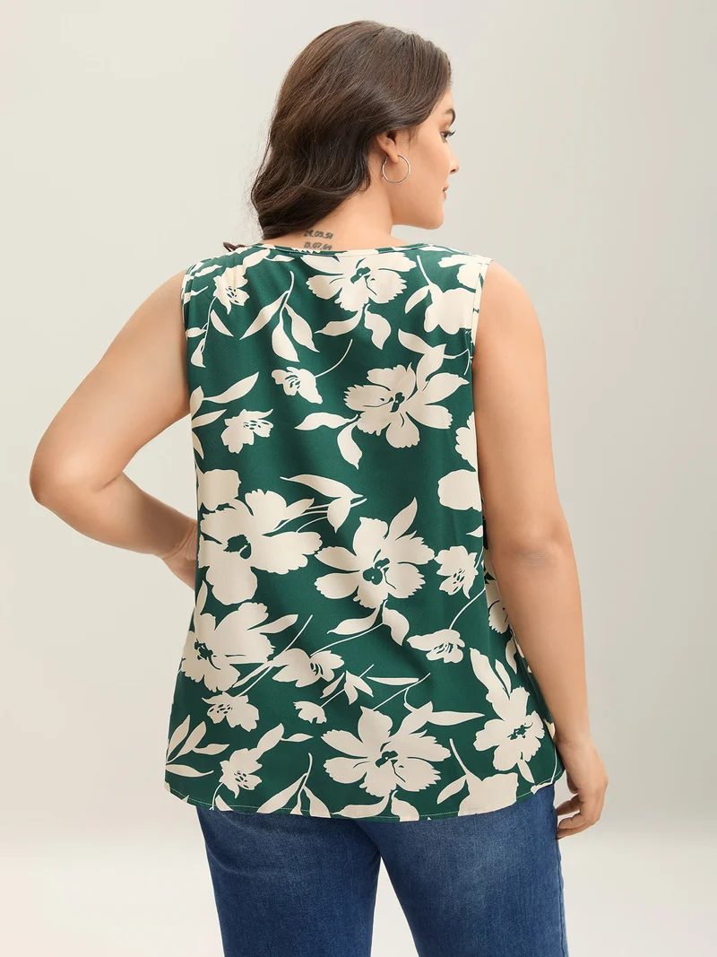Silhouette Flower Print Tank Top