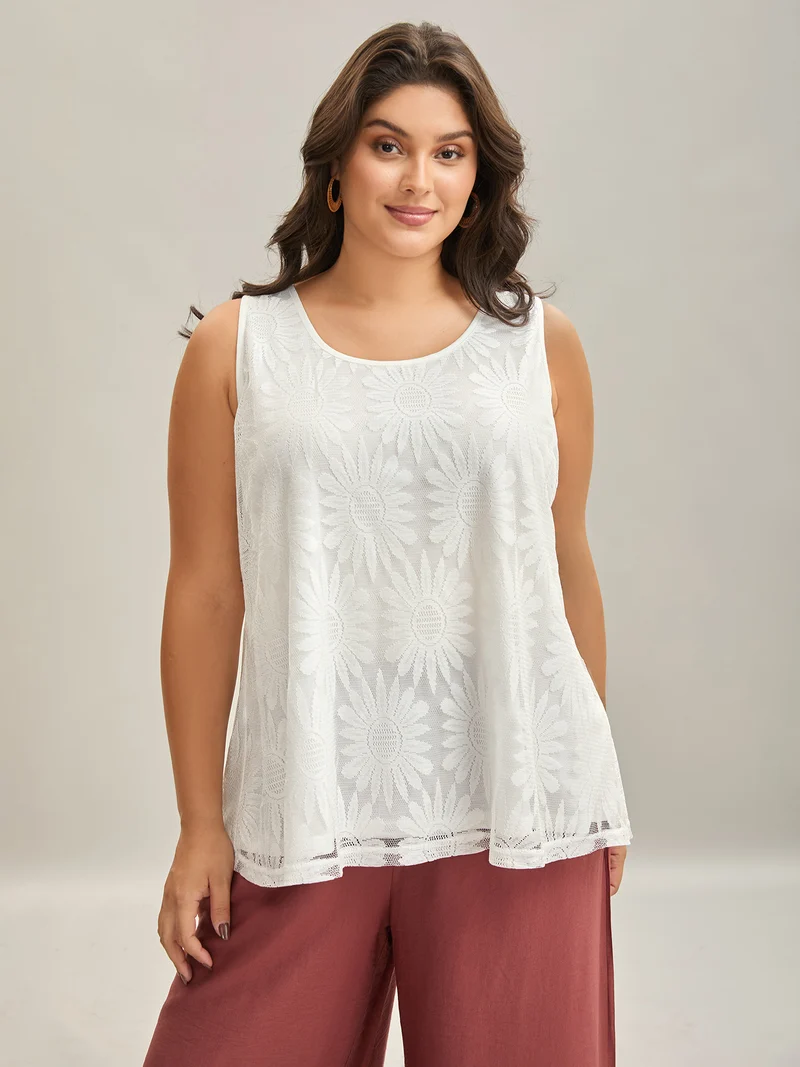 Lace Lined Flowy Tank Top