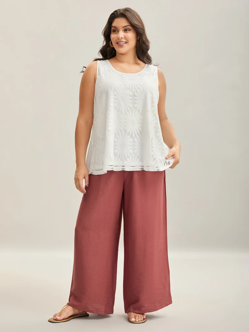 Lace Lined Flowy Tank Top