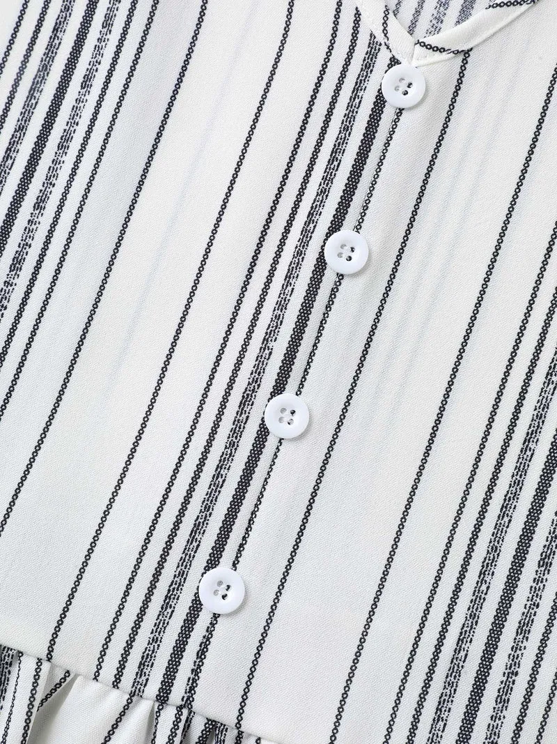 Striped Button Detail Flowy Shirt