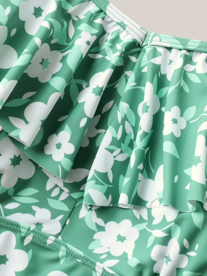 Ditsy Floral Print Ruffled Swim Dress
