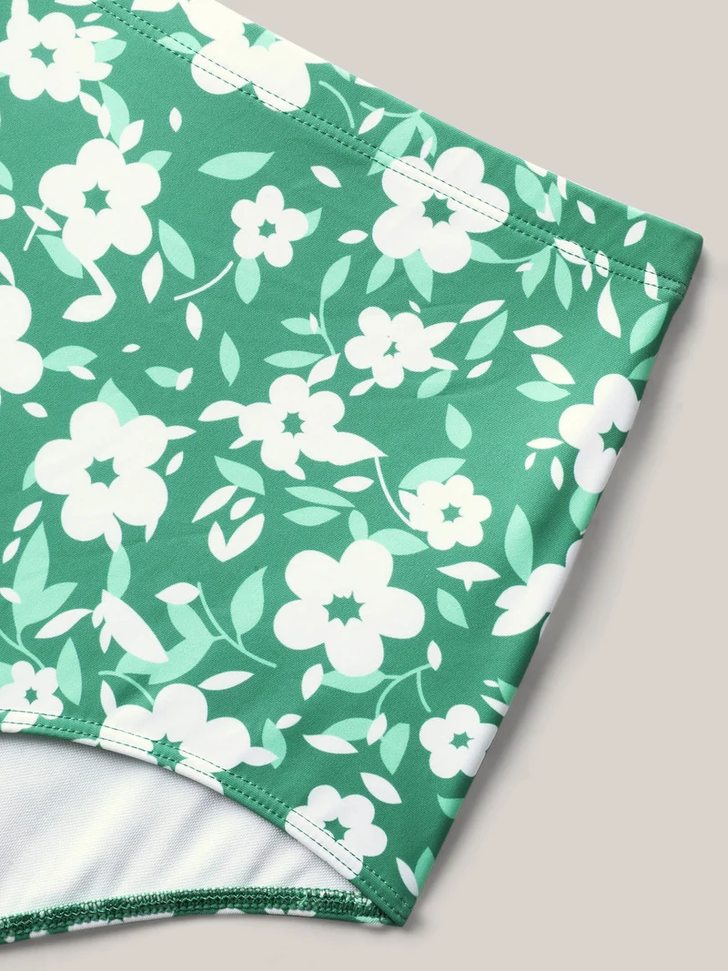 Ditsy Floral Print Ruffled Swim Dress