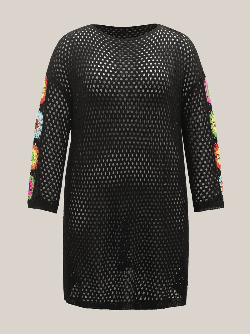 Crochet Shoulder Flower Cut-Out Swim Cover-Up