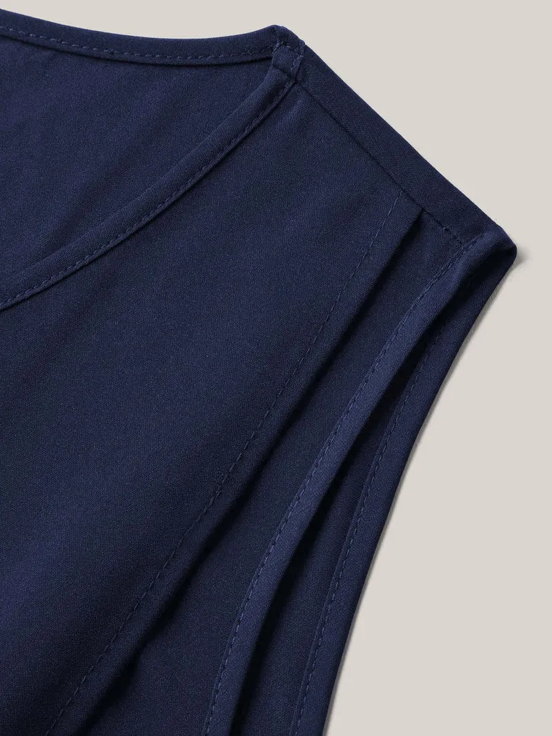 Overlap Hem Round Neck Long Tank Top