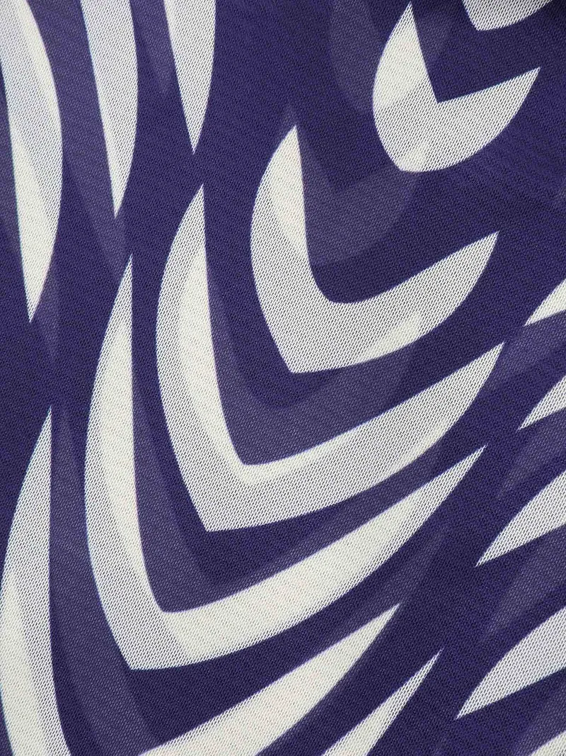 Geometric Print Mesh Surplice Swim Dress