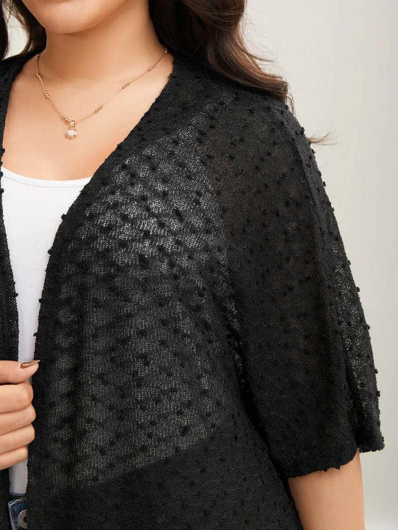 Knit Textured Sheer Swim Kimono Cover-Up