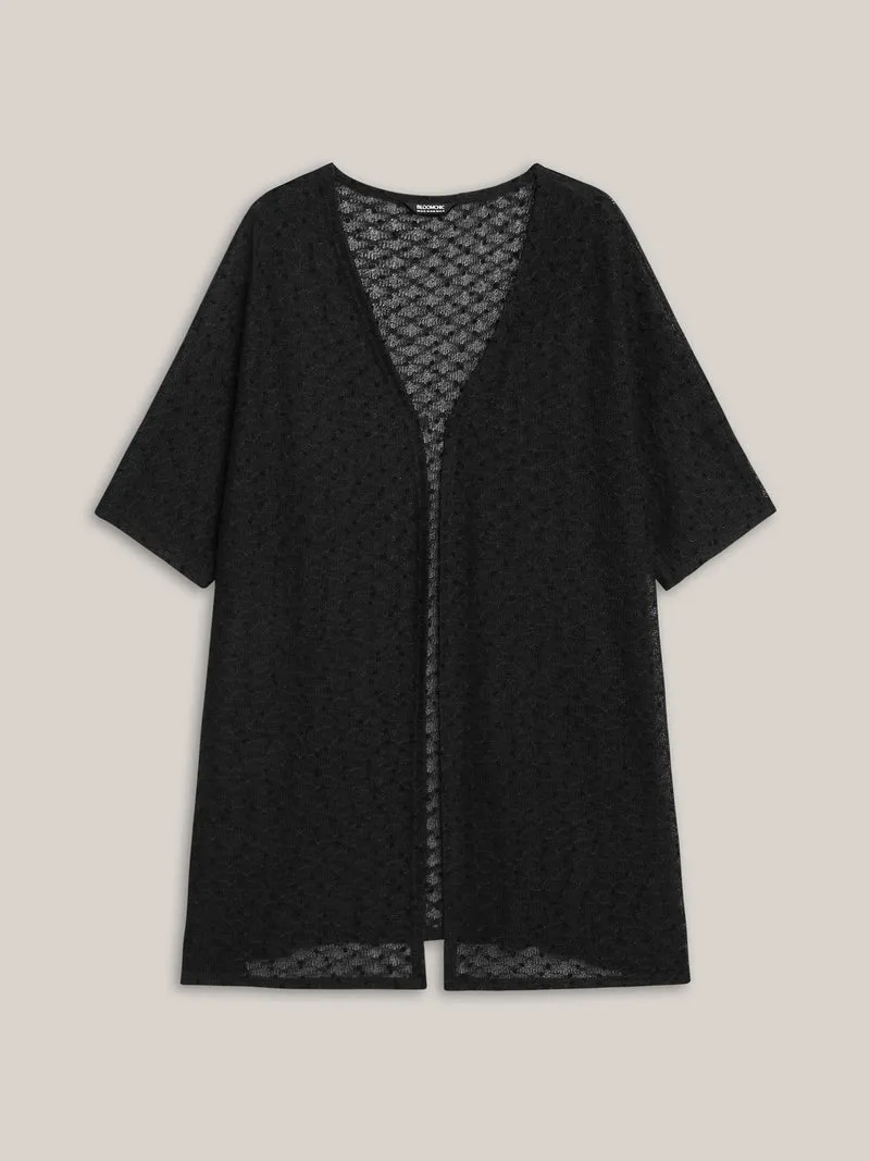 Knit Textured Sheer Swim Kimono Cover-Up