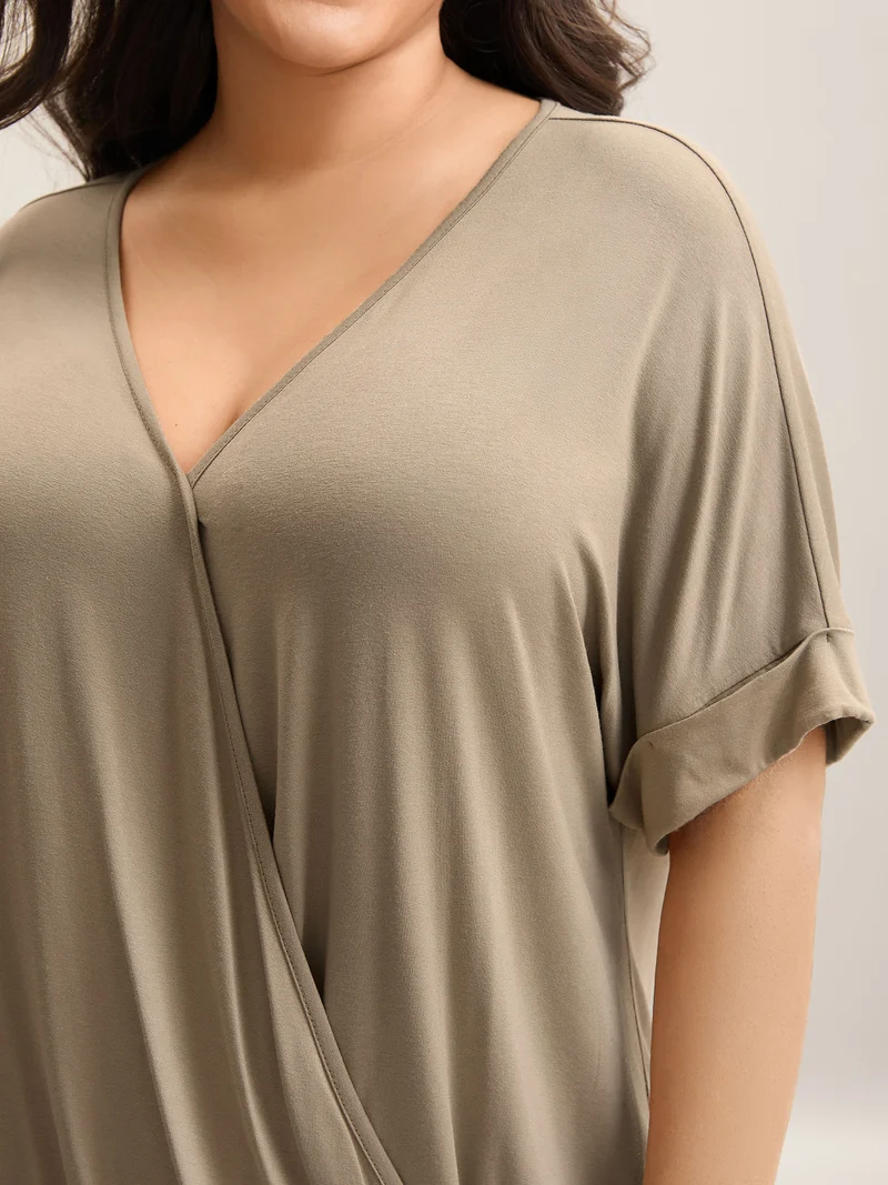 Supersoft Plain V-Neck Wrap Front T-Shirt