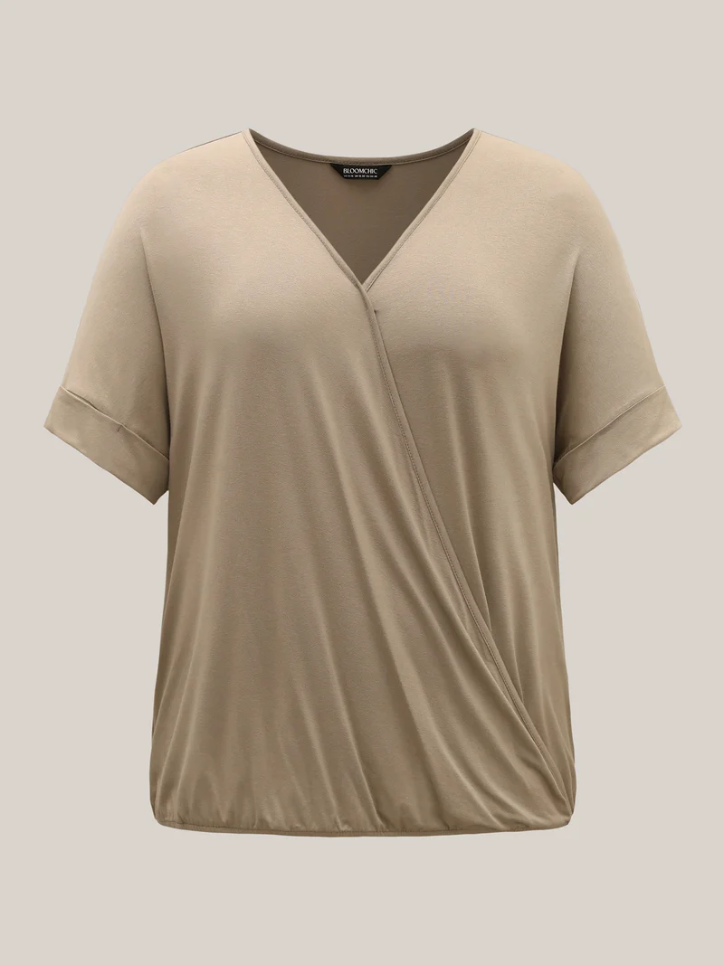 Supersoft Plain V-Neck Wrap Front T-Shirt
