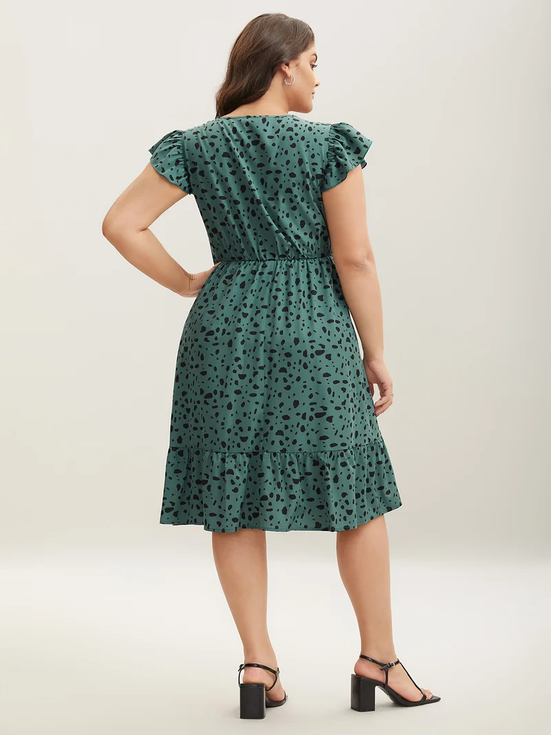 Animal Print Waist-Defining Midi Dress